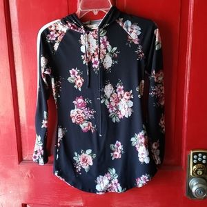 Black floral hoodie